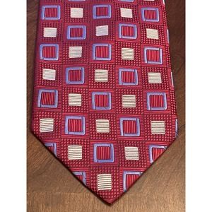 Phoenix Clothiers Hand Made Red Blue 100% Silk Men’s Neck Tie Made In New York